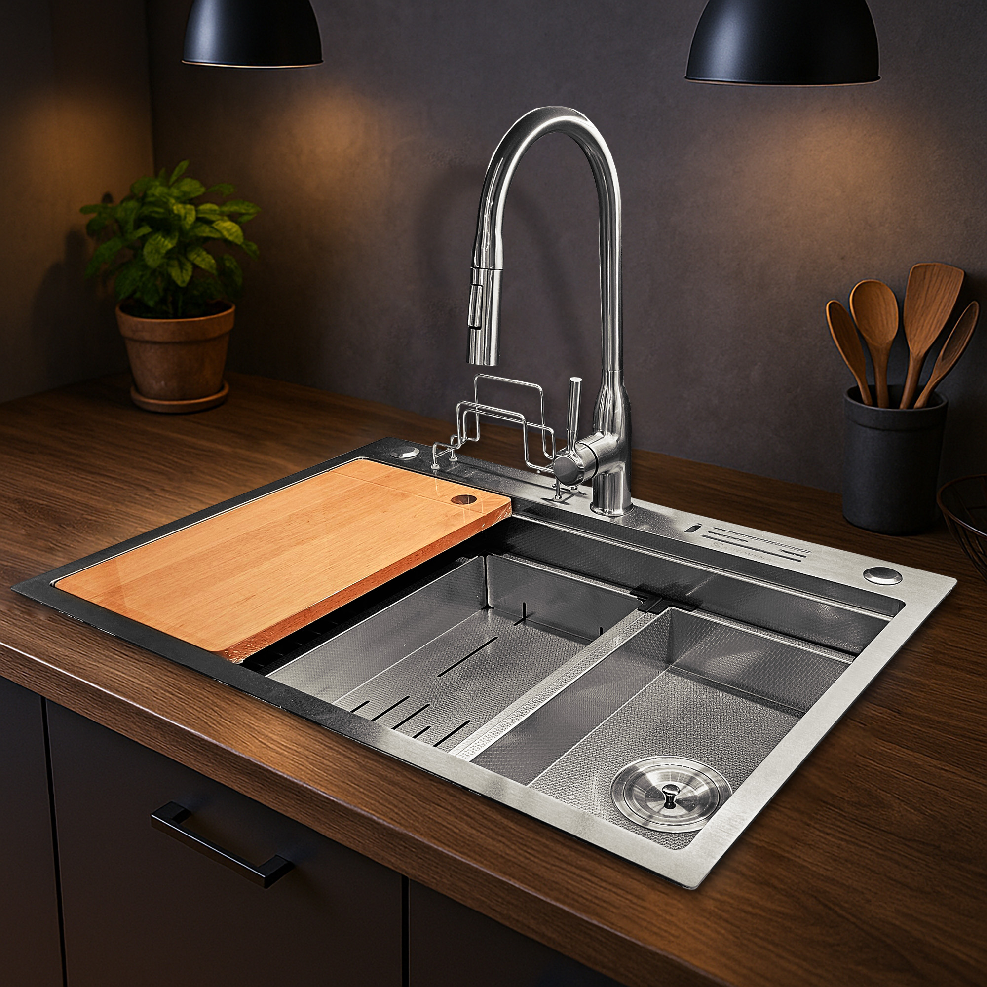 Multipurpose Deep (M) Honeycomb Kitchen Sink - Stainless Steel 