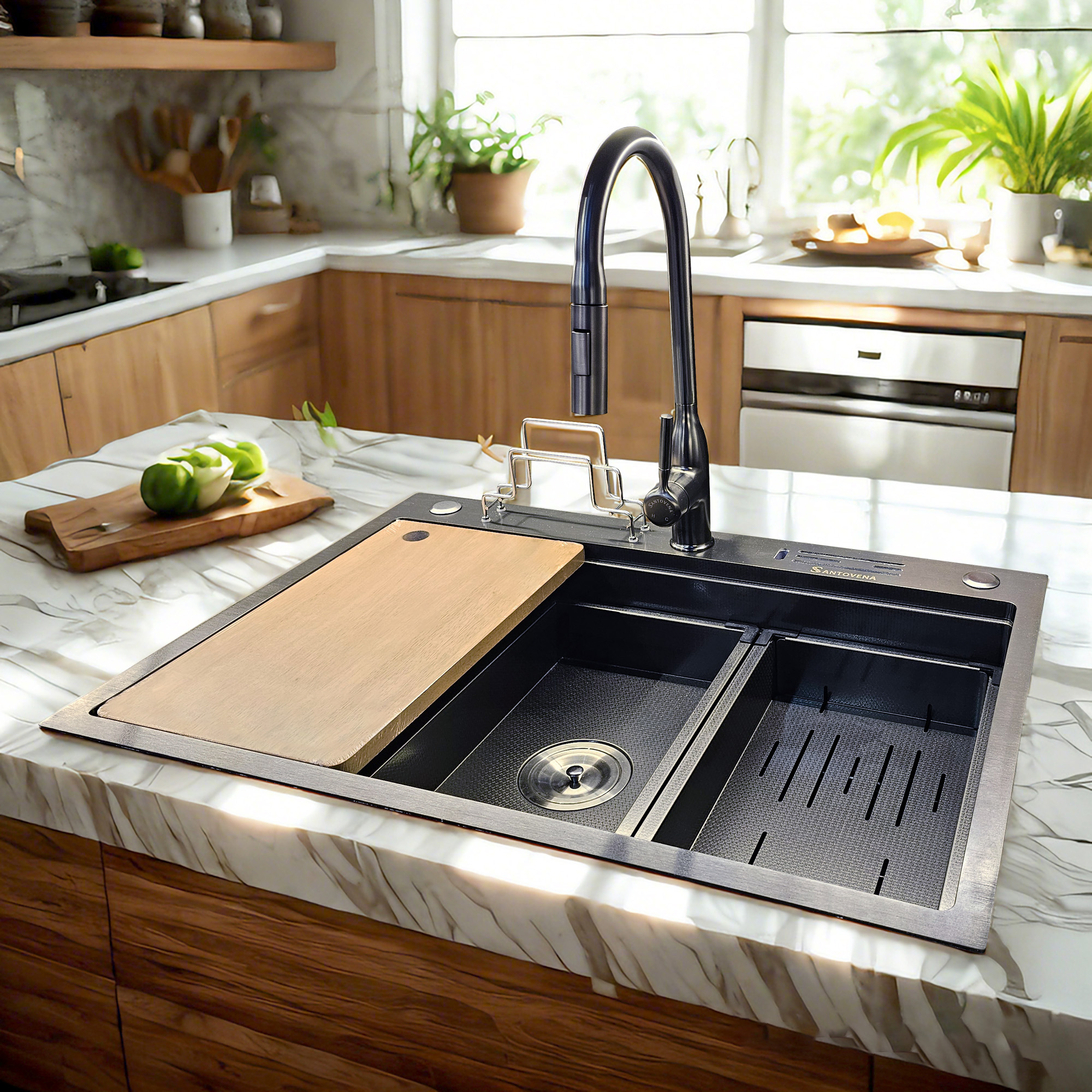 Multipurpose Deep (M) Honeycomb Kitchen Sink - Gunmetal
