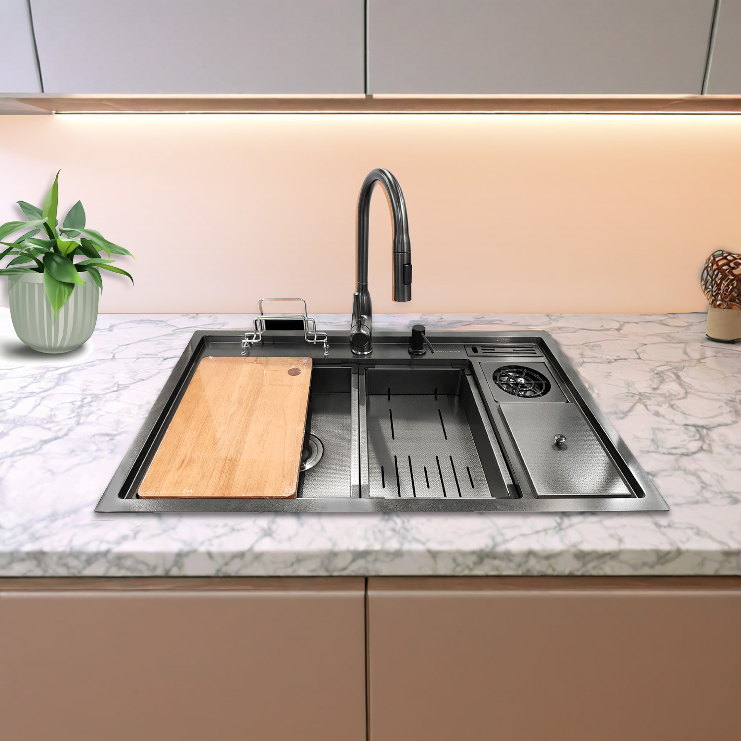 Titan (M) Honeycomb Kitchen Sink - Gunmetal