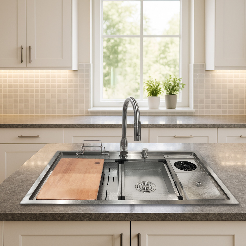 Titan (M) Honeycomb Kitchen Sink - Stainless Steel 