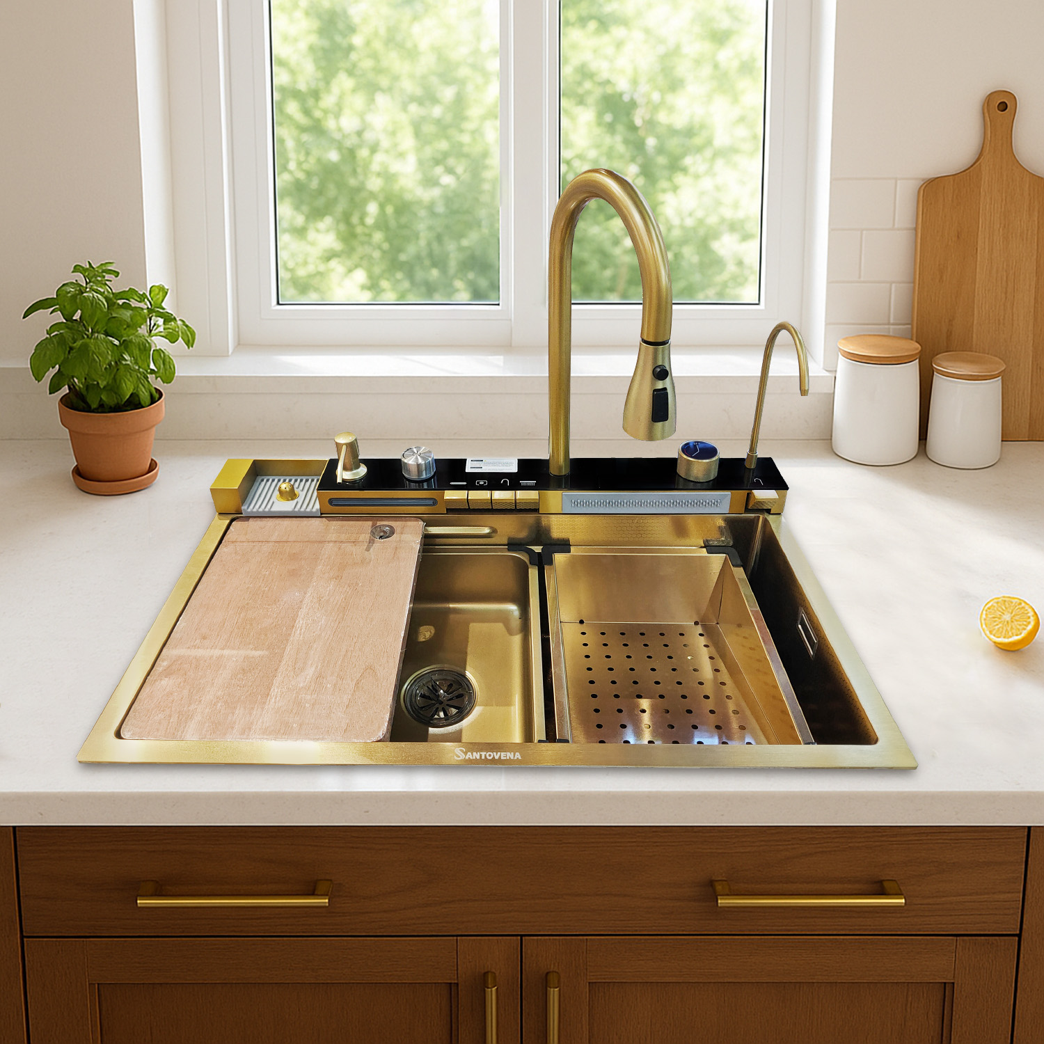 Luxury Waterfall Kitchen Sink – Gold